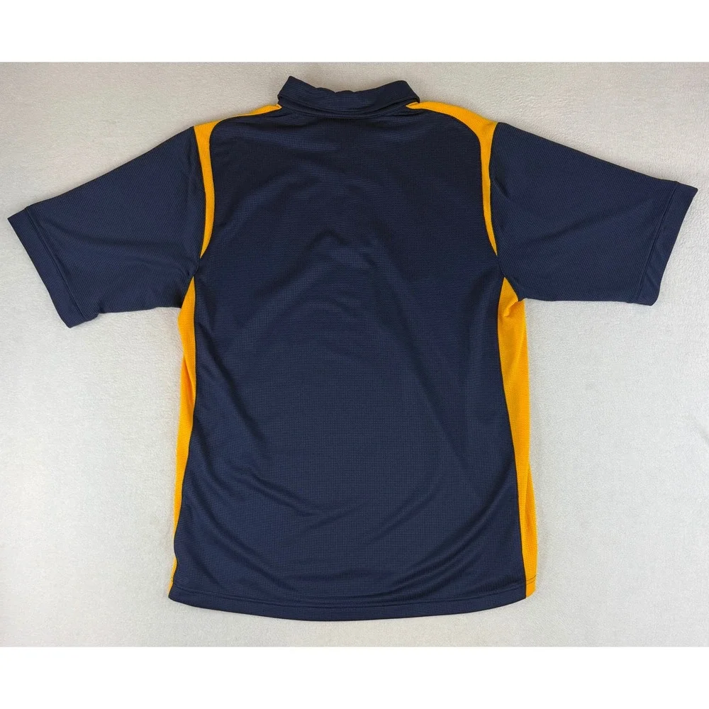 Nike Polo Shirt Mens Large Blue‎ Yellow West Virginia Mountaineers WVU Fit Dry